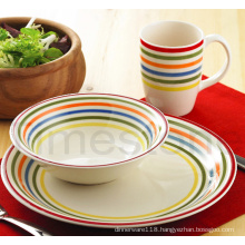 Stoneware 12PCS Handpainted Stripes Dinner Set (TM7516)